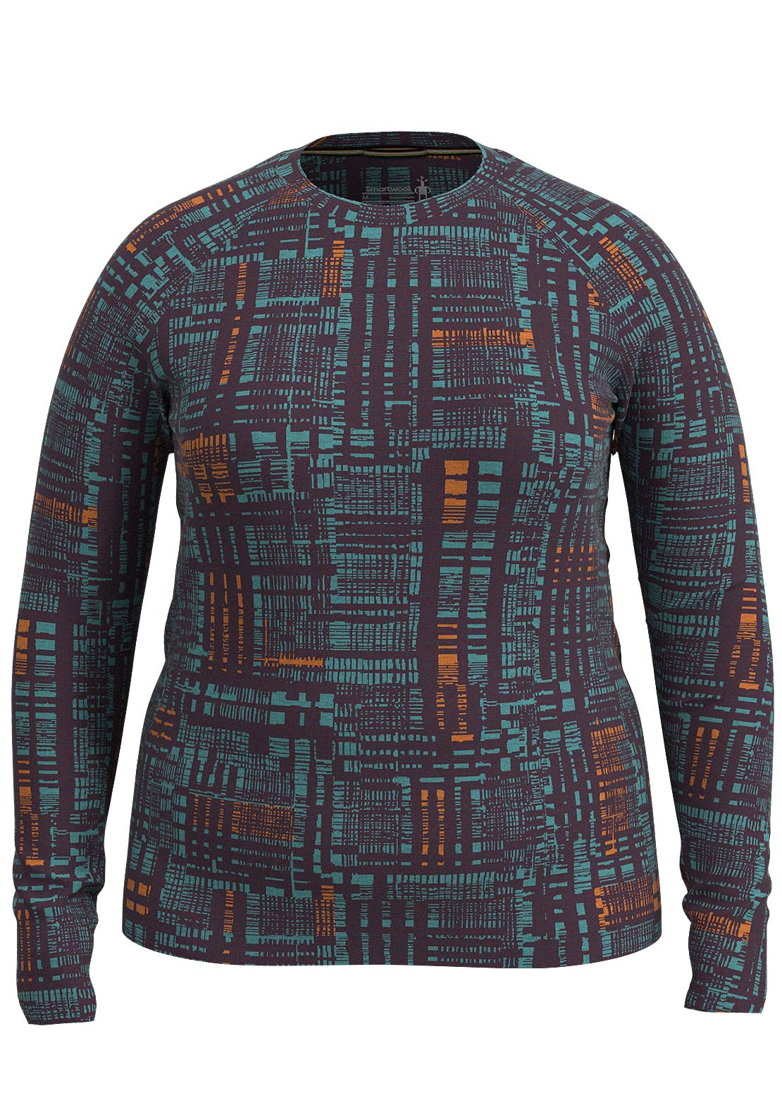 Smartwool Women's Classic Thermal Merino Base Layer Plus Boxed Crewneck Top Purple Iris Digi Plaid