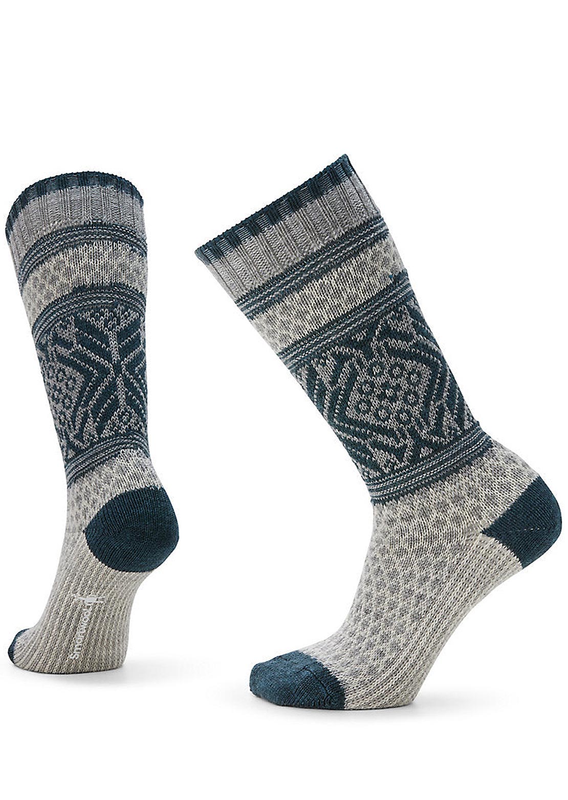 Smartwool Women&#39;s Everyday Popcorn Snowflake Pattern Crew Socks Light Gray