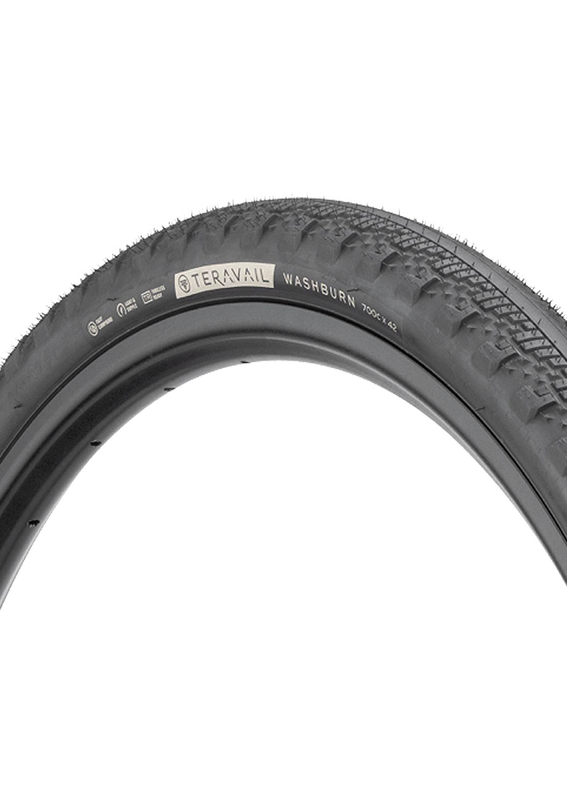 Teravail Washburn 700x42 Folding Durable Tubeless Gravel Bike Tire Black