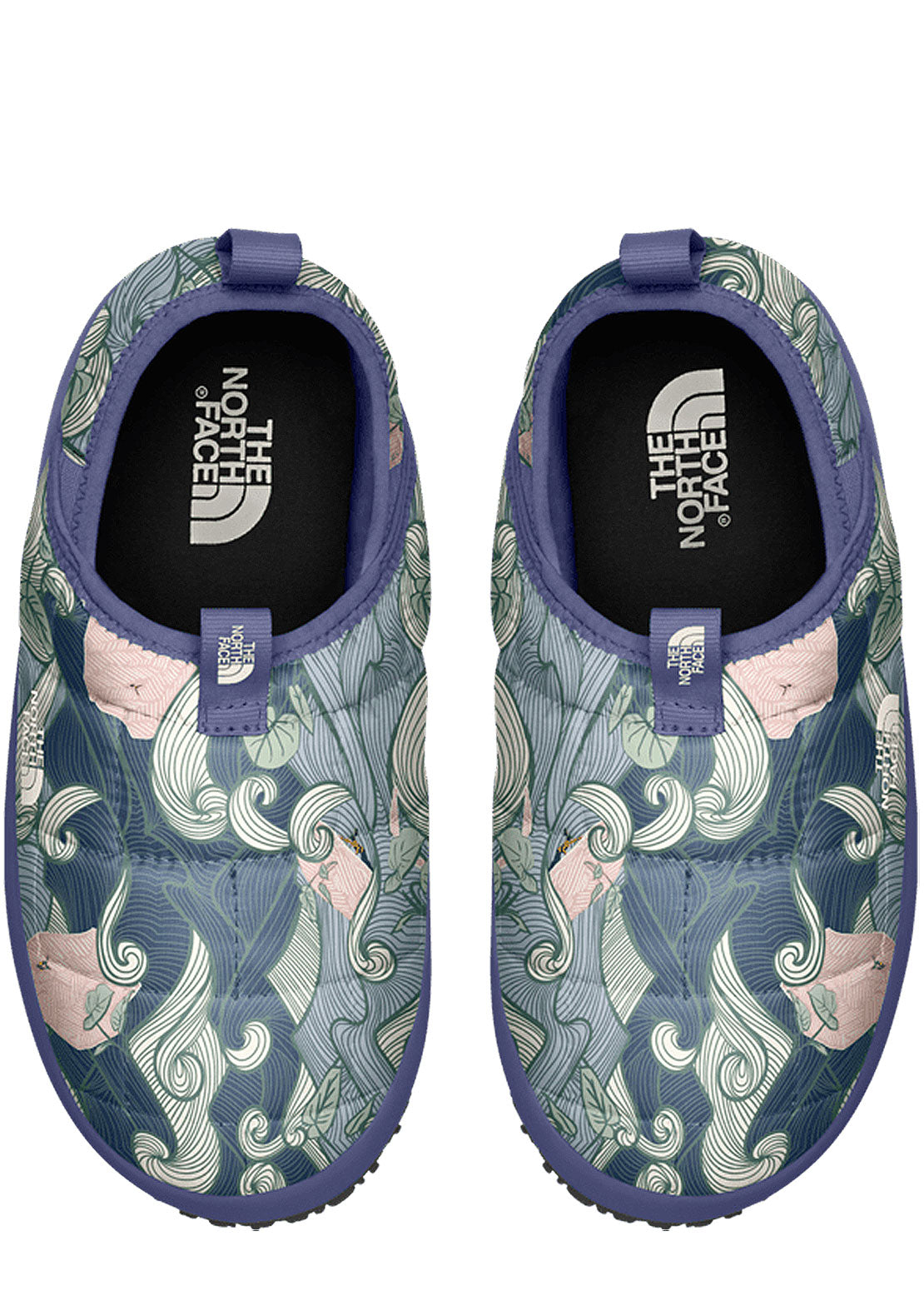 The North Face Junior ThermoBall Traction Mule II Slippers Cave Blue Highball Waves Print/Cave Blue