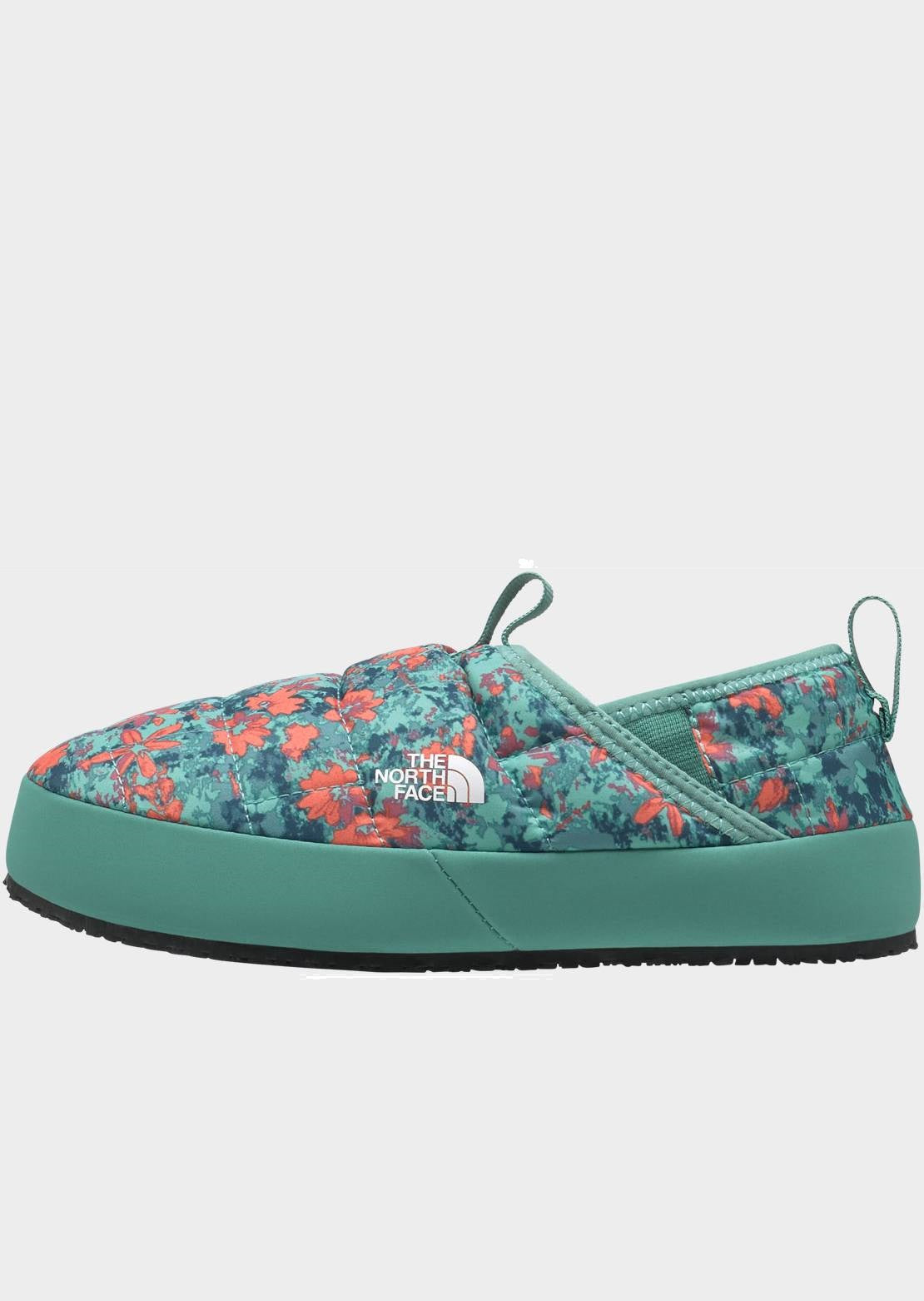The North Face Junior ThermoBall Traction Mule II Slippers Coral Sunrise Forestland Floral Print/Wasabi