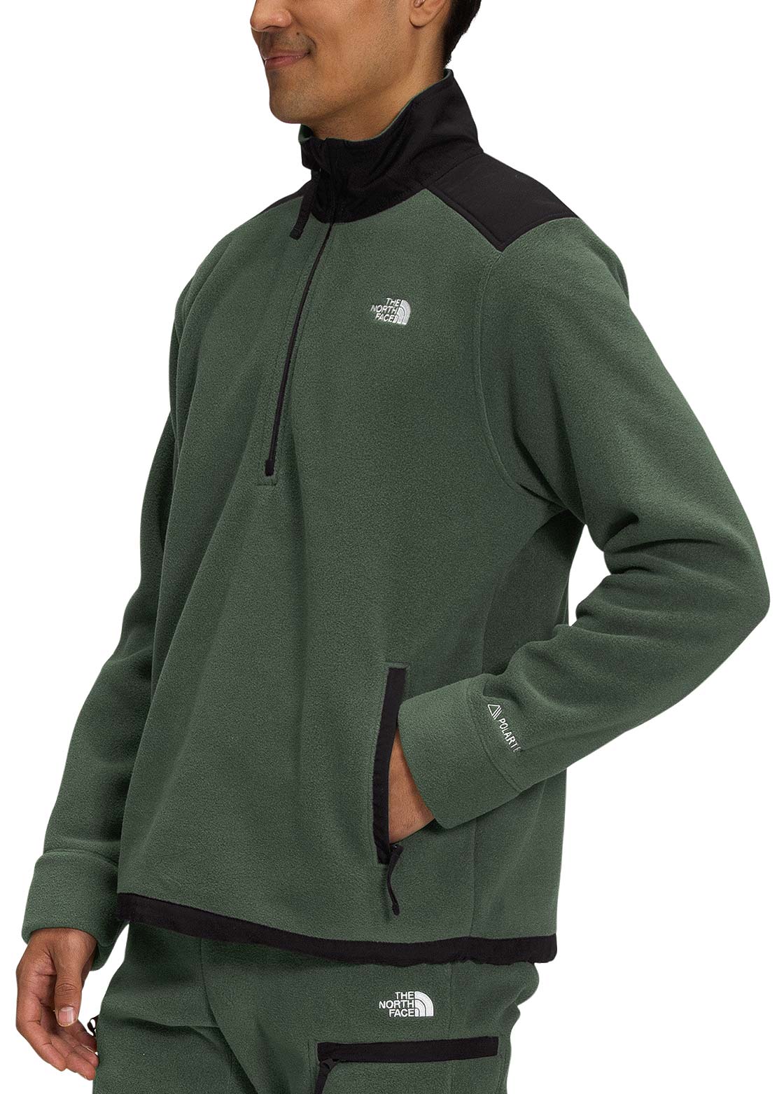 The North Face Men&#39;s Alpine Polartec 200 1/4 Zip Pullover Thyme/TNF Black
