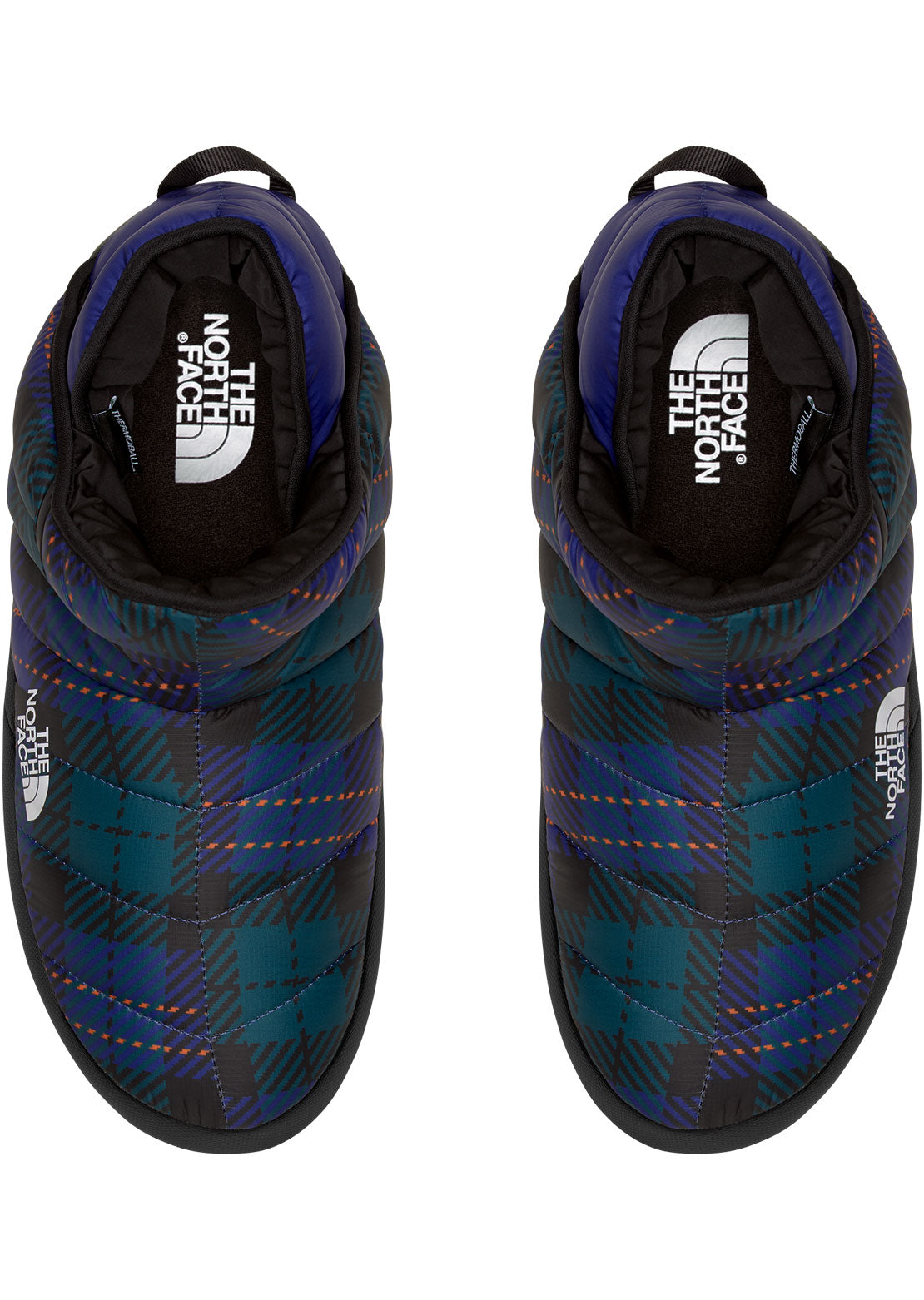 The North Face Men&#39;s ThermoBall Traction Bootie Slippers Ponderosa Green Medium Icon Plaid Print/Lapis Blue