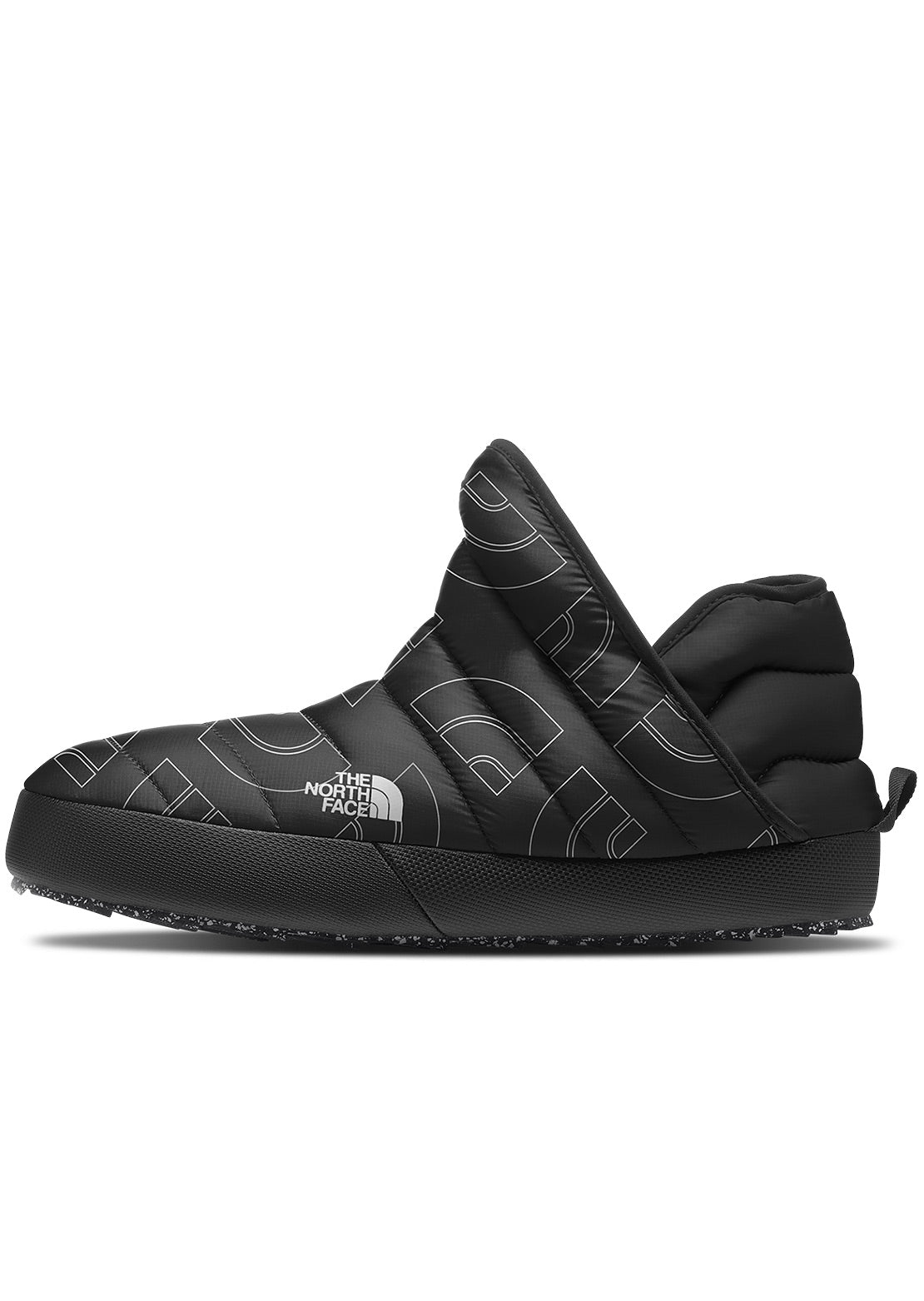 The North Face Men&#39;s ThermoBall Traction Bootie Slippers TNF Black Half Dome Outline Print/TNF Black