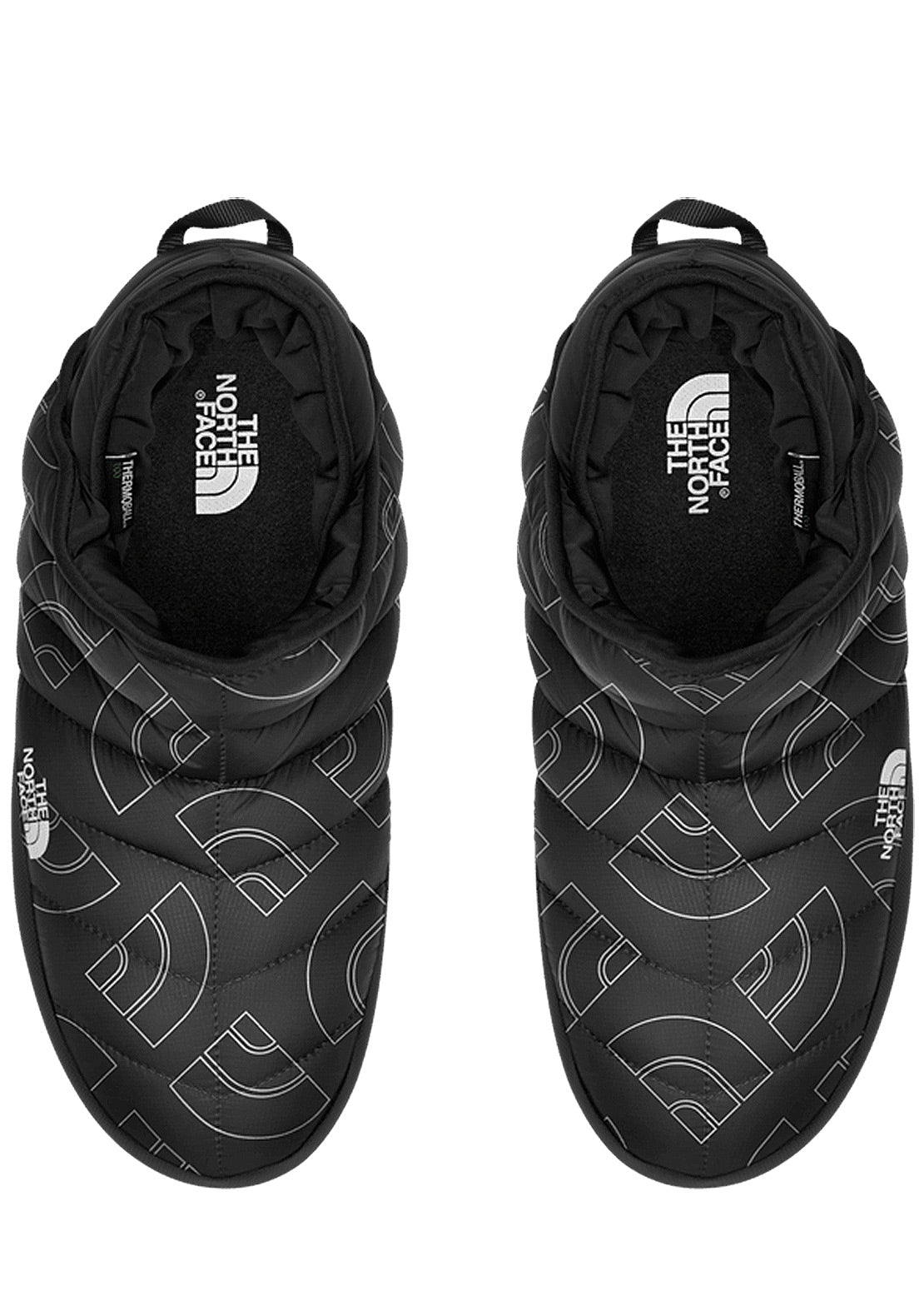 The North Face Men&#39;s ThermoBall Traction Bootie Slippers TNF Black Half Dome Outline Print/TNF Black