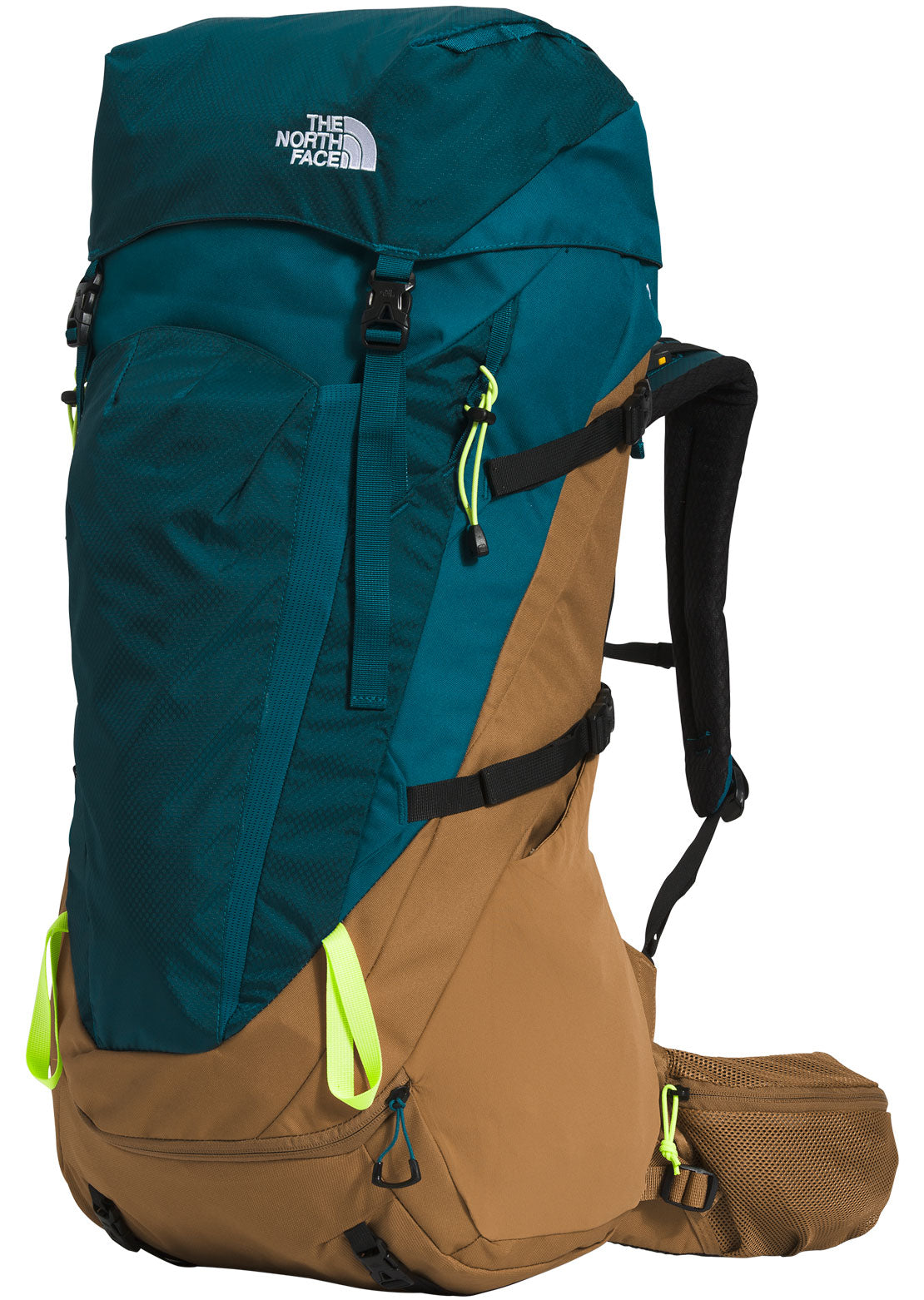 The North Face Terra 55 Hiking Backpack Blue Coral/Utility Brown/LED Yellow