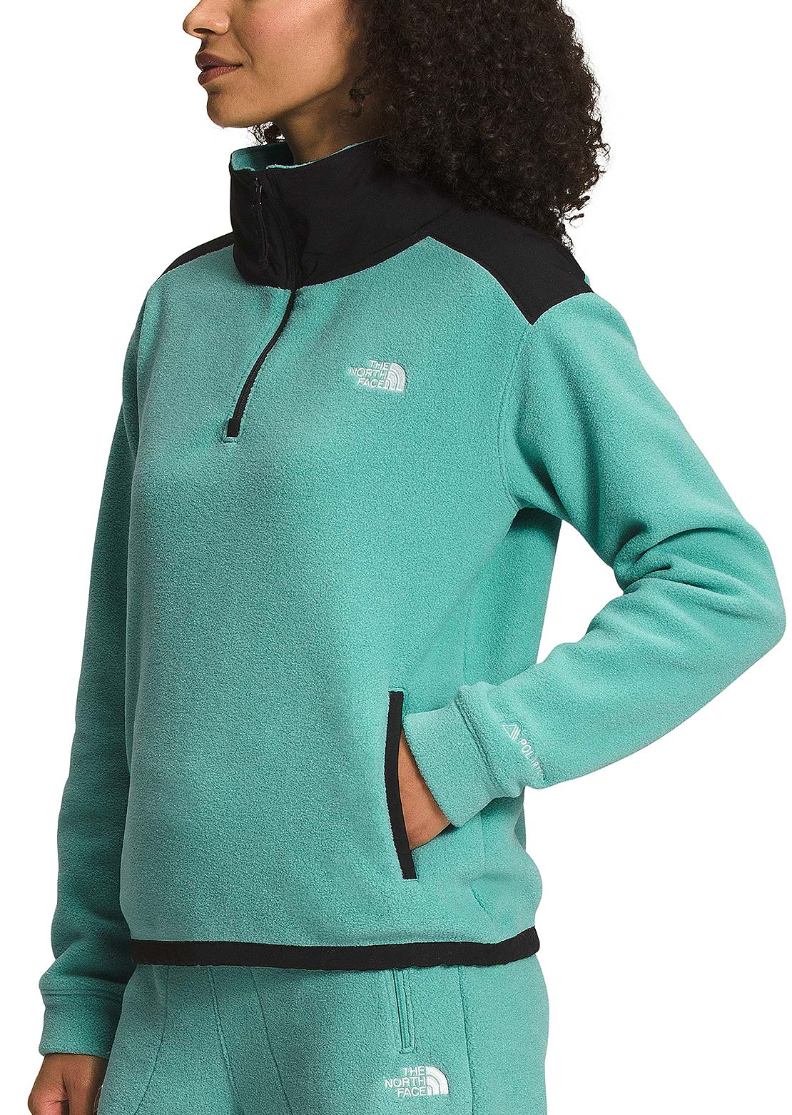 The North Face Women&#39;s Alpine Polartec 200 1/4 Zip Pullover Wasabi/TNF Black