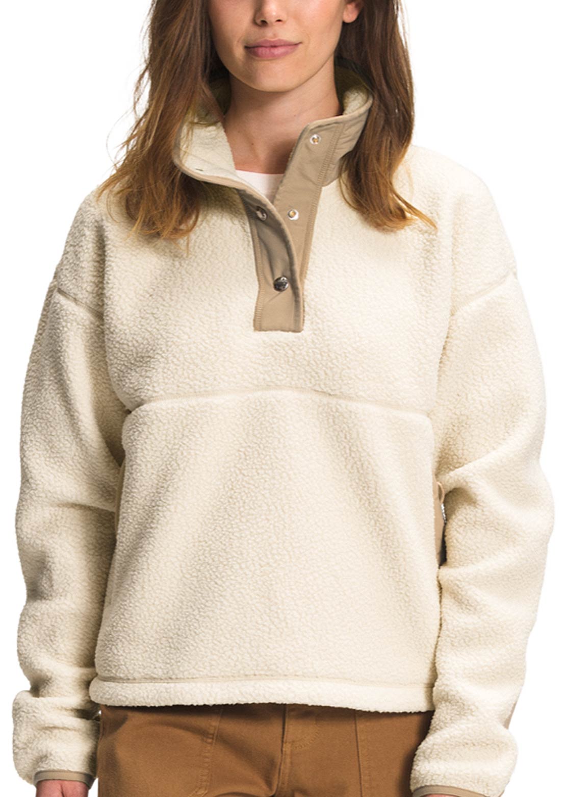 The North Face Women&#39;s Cragmont Fleece 1/4 Snap Bleached Sand/Hawthorne Khaki