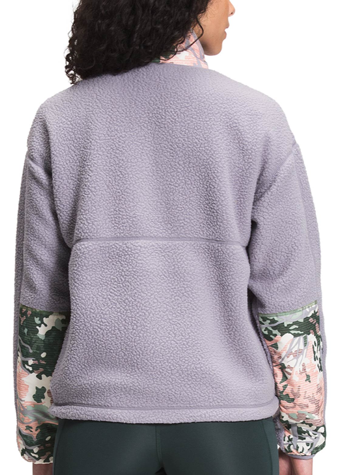 The North Face Women&#39;s Cragmont Fleece 1/4 Snap Minimal Grey/Laurel Wreath Green Canvas Paint Texture Print
