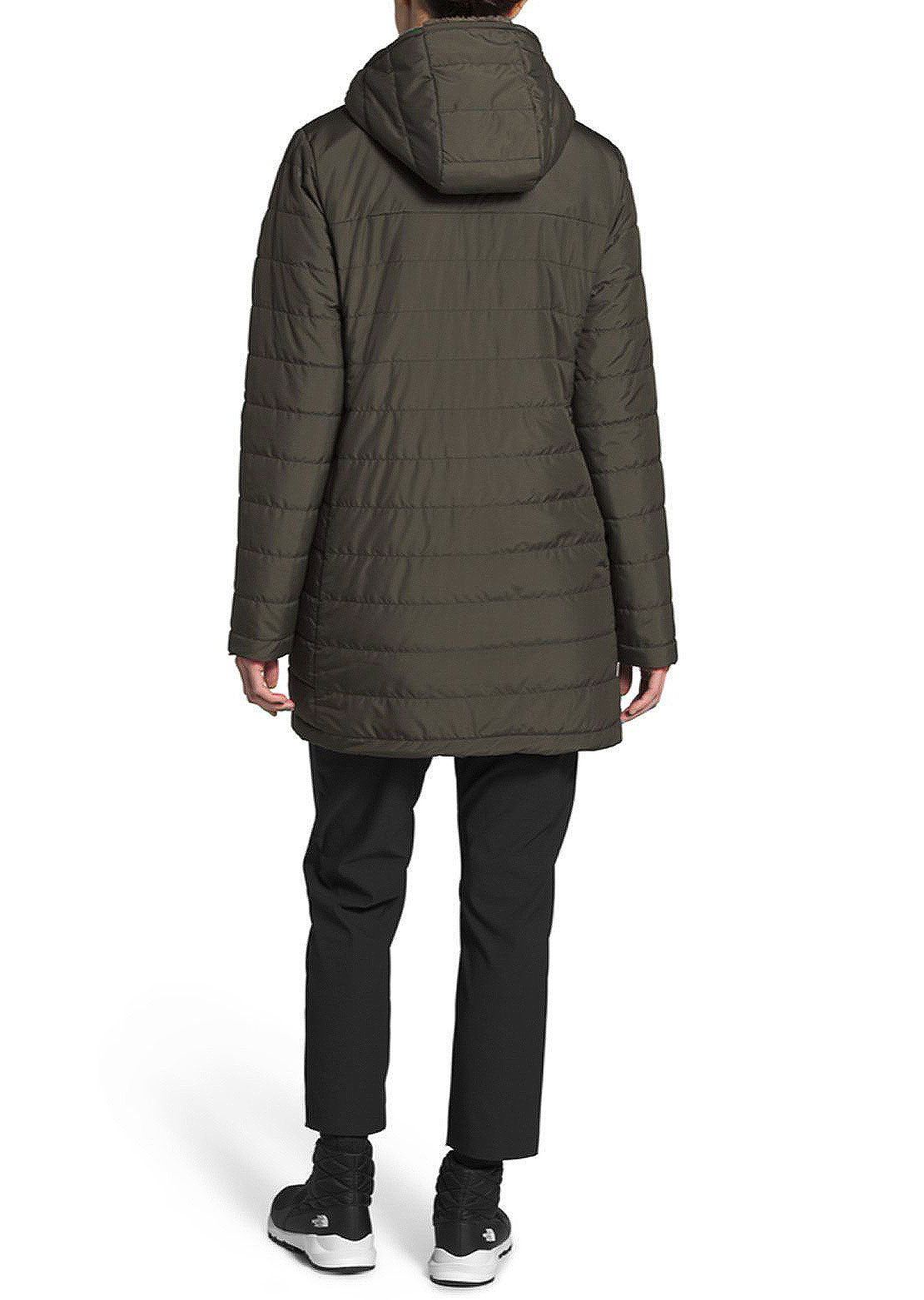 The North Face Women&#39;s Mossbud Insulated Reversible Parka New Taupe Green