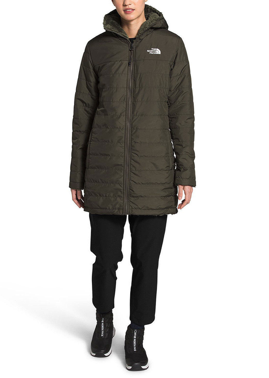 The North Face Women&#39;s Mossbud Insulated Reversible Parka New Taupe Green