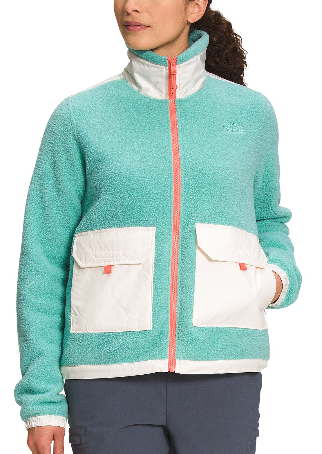 The North Face Women's Royal Arch Full Zip Jacket Wasabi/Gardenia White/Coral Sunrise