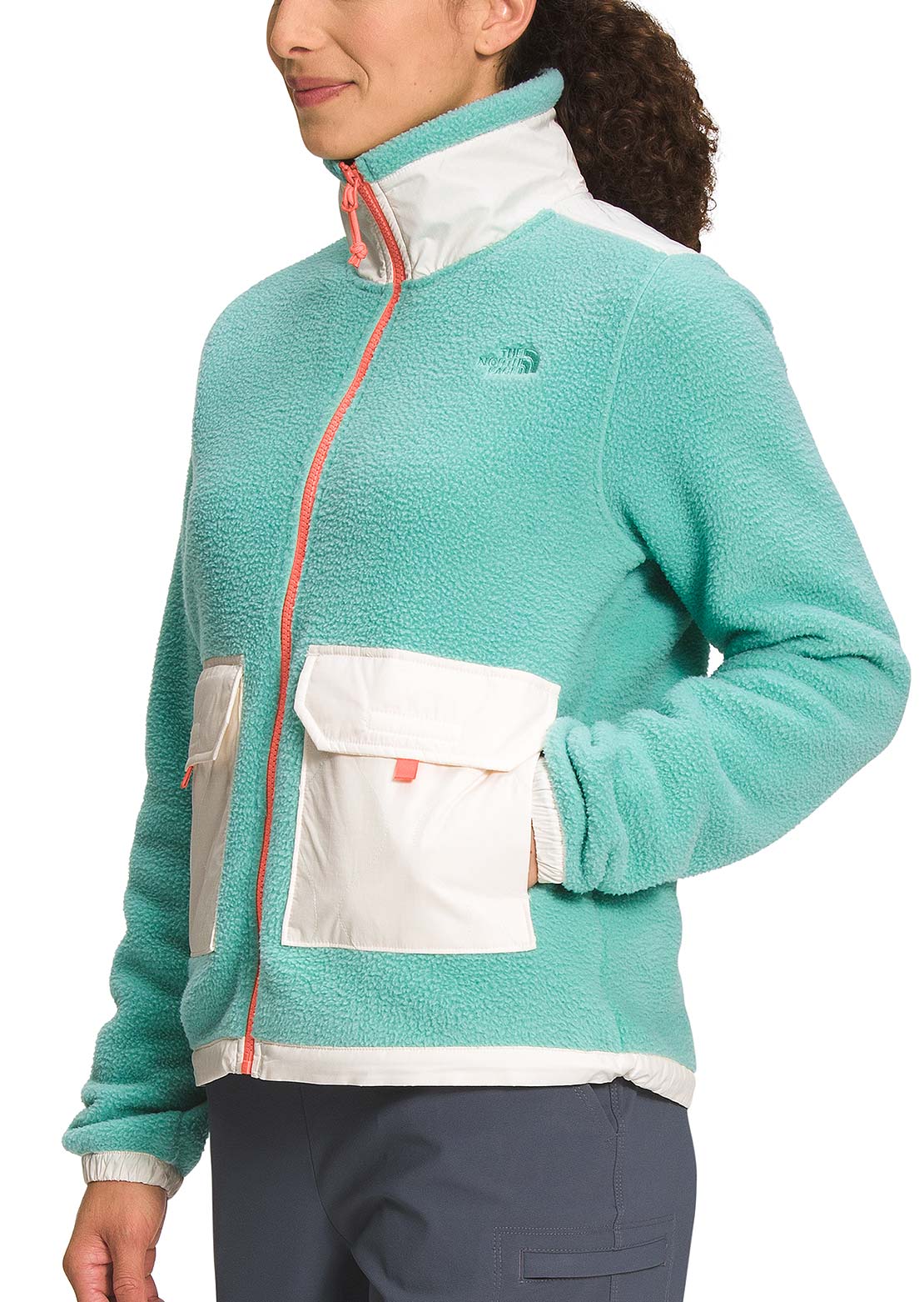 The North Face Women's Royal Arch Full Zip Jacket Wasabi/Gardenia White/Coral Sunrise