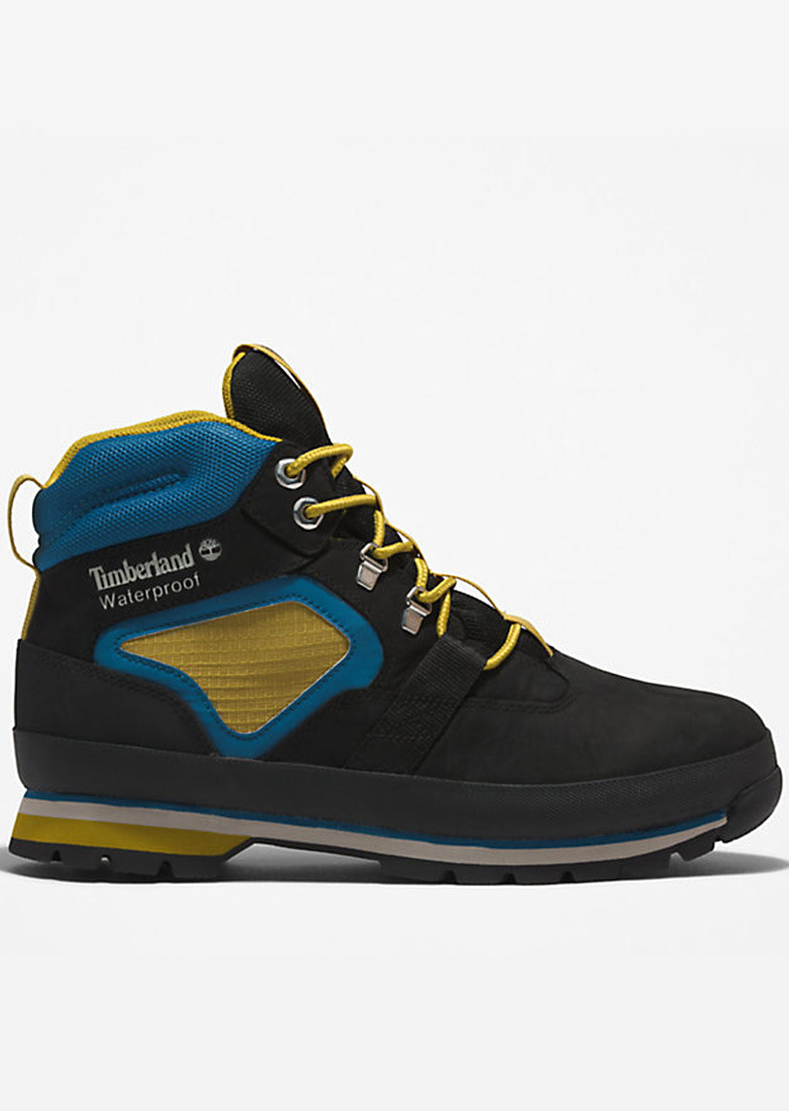 Timberland Men&#39;s Euro Hiker Reimagined Waterproof Boots Black Nubuck Yellow