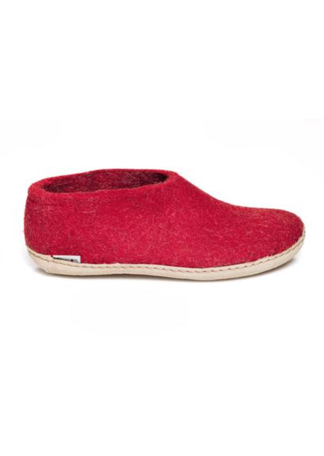 Glerups Unisex Leather Sole Slipper Shoes Red