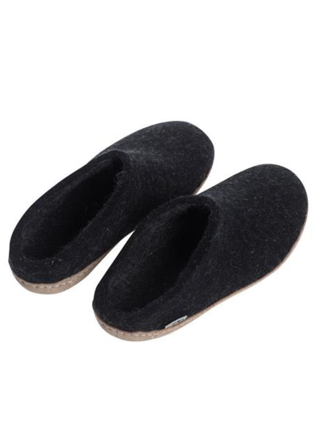 Glerups Unisex Leather Sole Slippers Black