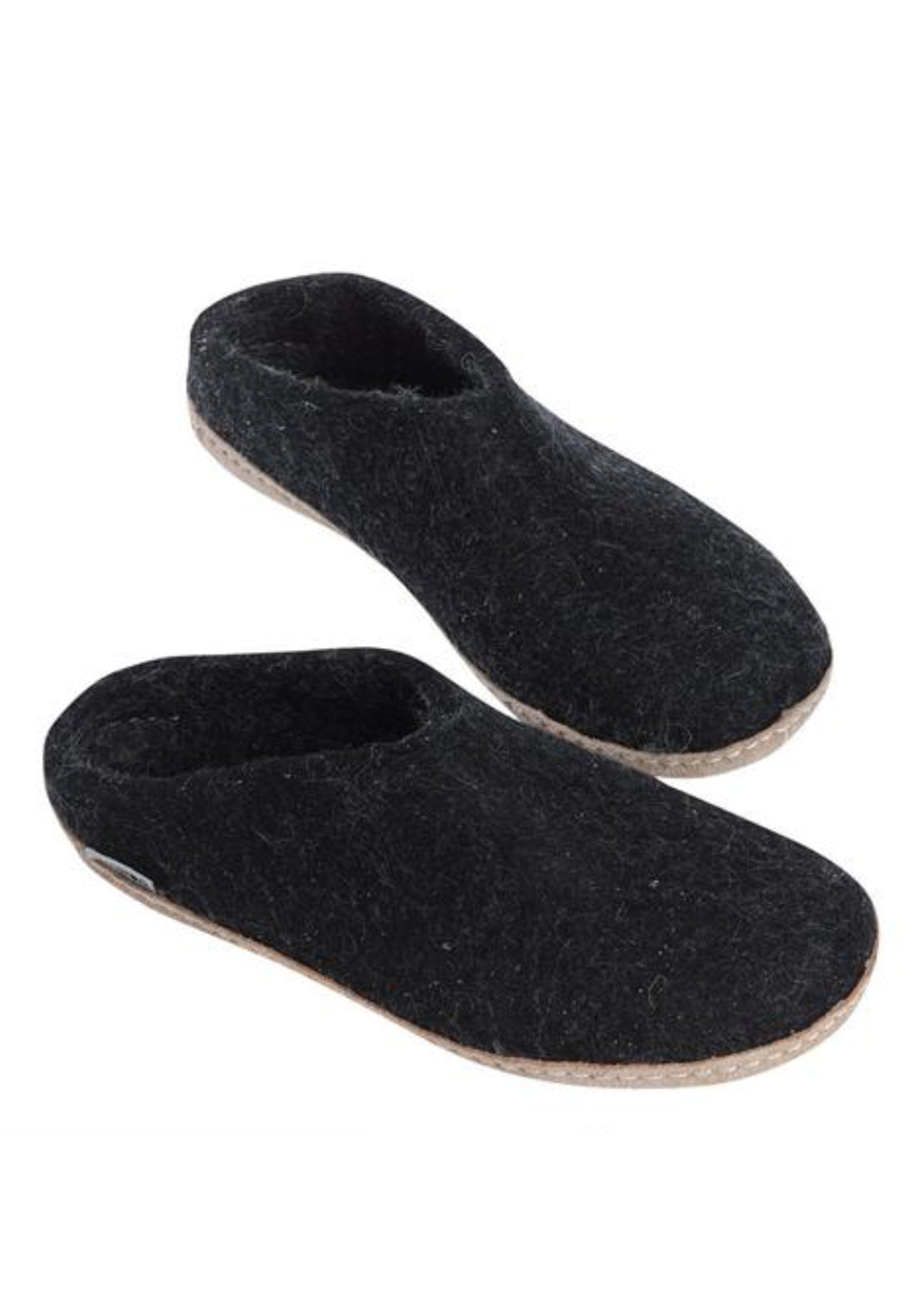 Glerups Unisex Leather Sole Slippers Black