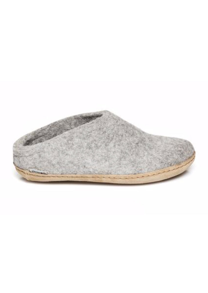 Leather Sole Open Heel Slippers