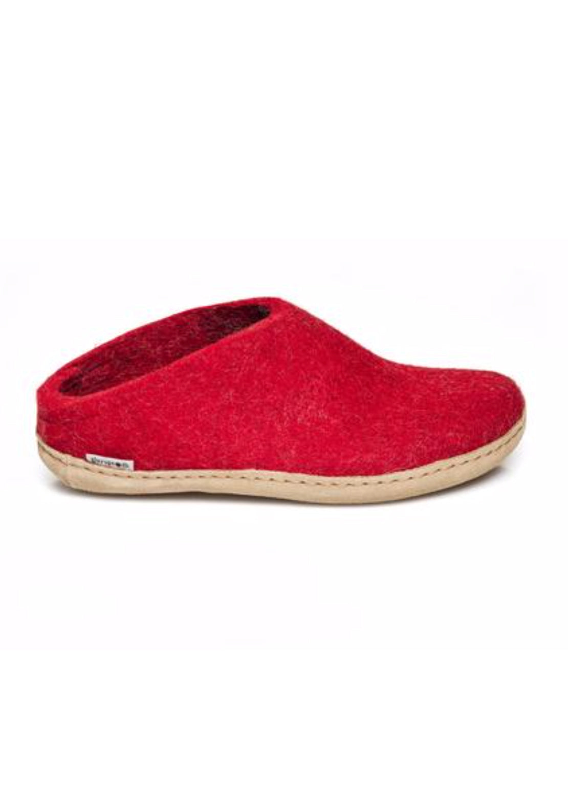 Glerups Unisex Leather Sole Slippers Red