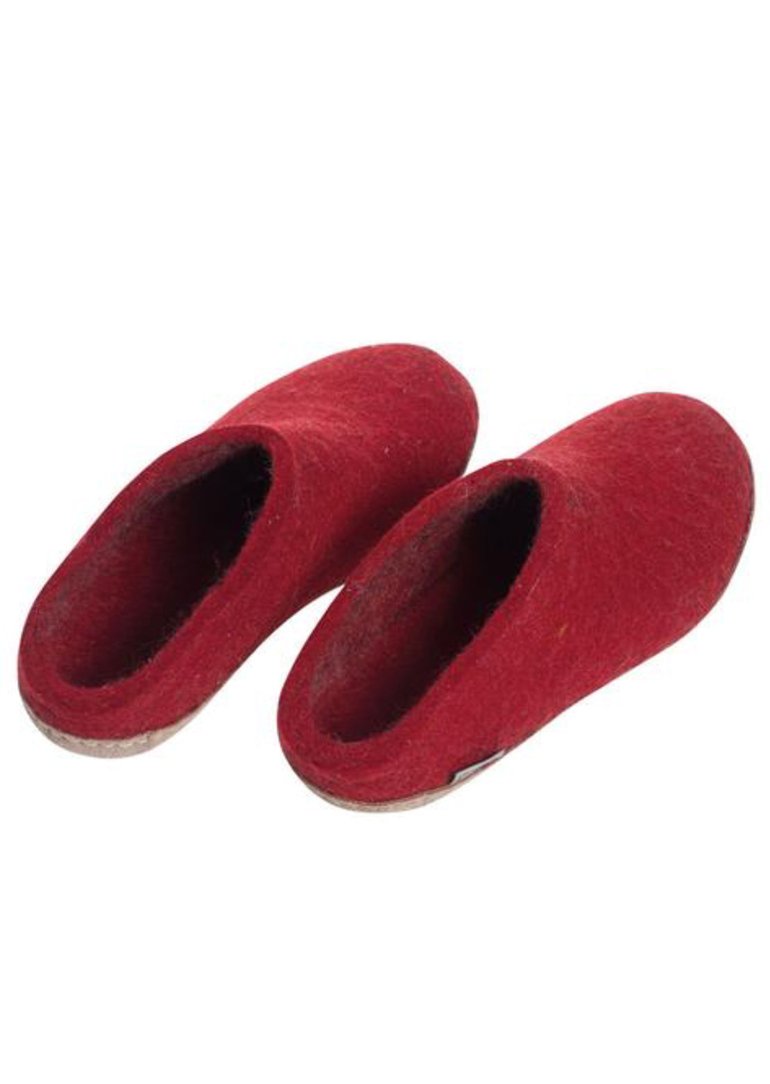 Glerups Unisex Leather Sole Slippers Red