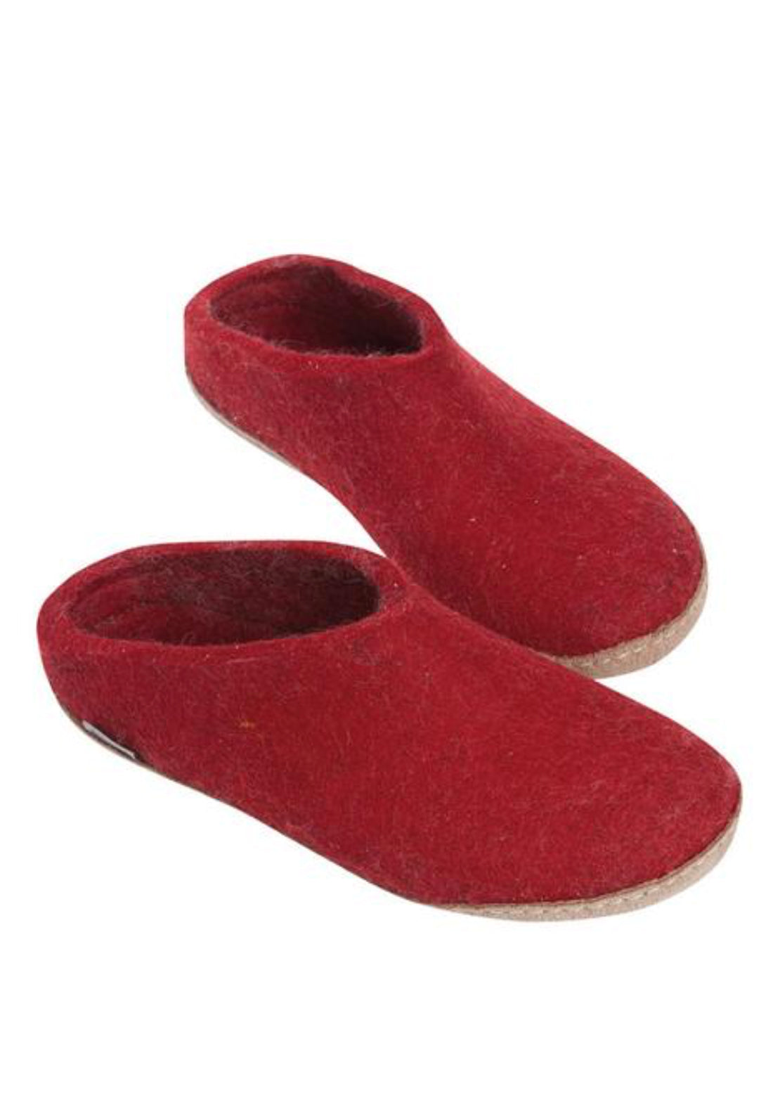 Glerups Unisex Leather Sole Slippers Red