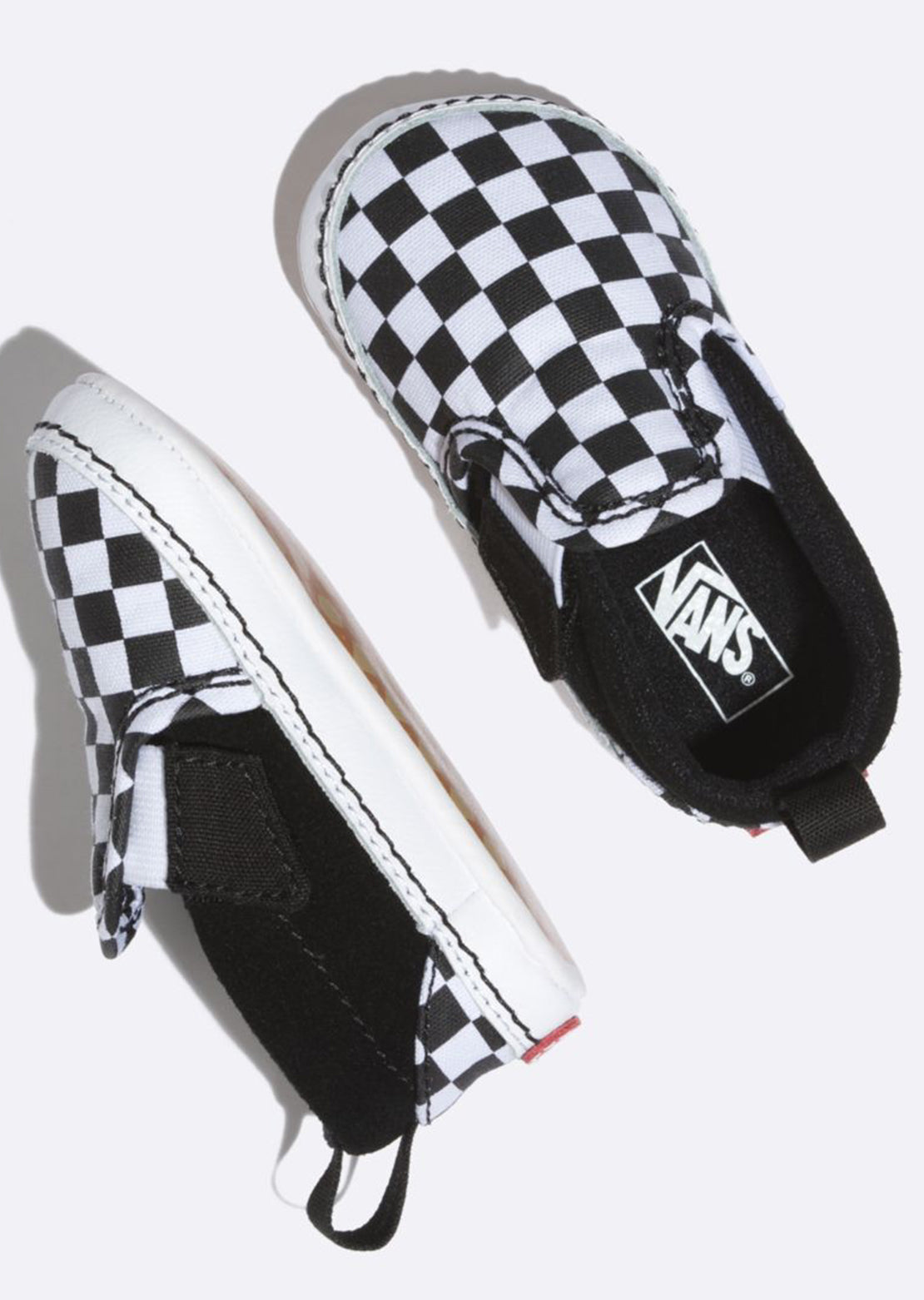 Vans Infant Slip-On V Crib Shoes (Checker) Black/True White