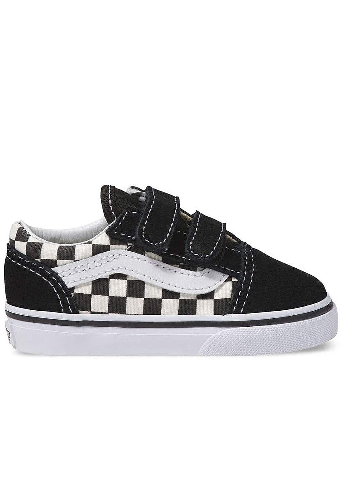 Vans Junior Toddler Old Skool V Shoes (Primary Check) Black/White