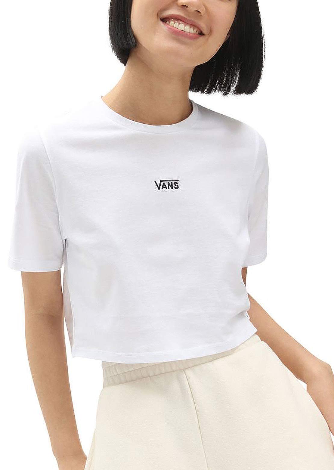 Vans Women&#39;s Flying V Crop Crew Sport T-Shirt White