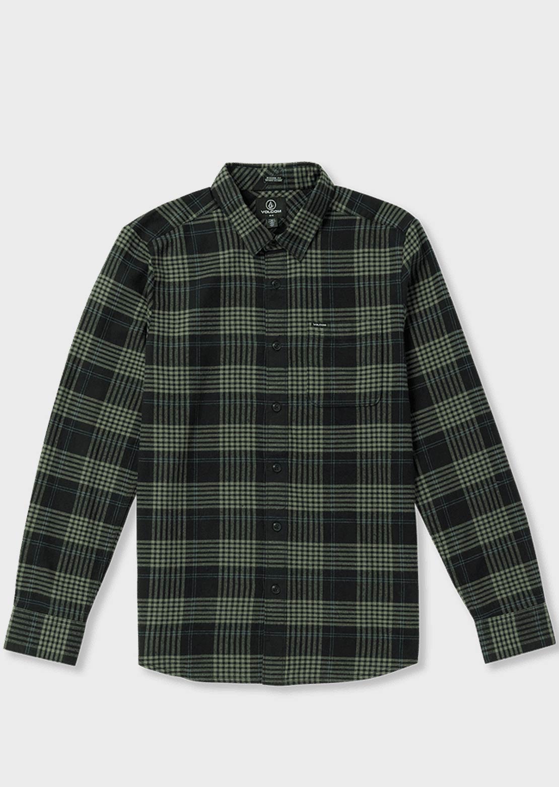 Volcom Men&#39;s Caden Plaid LS Button Up Shirt Black