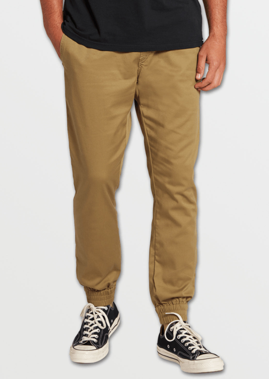 Volcom Men&#39;s Chino Frickin Slim Jogger Pants Dark Khaki