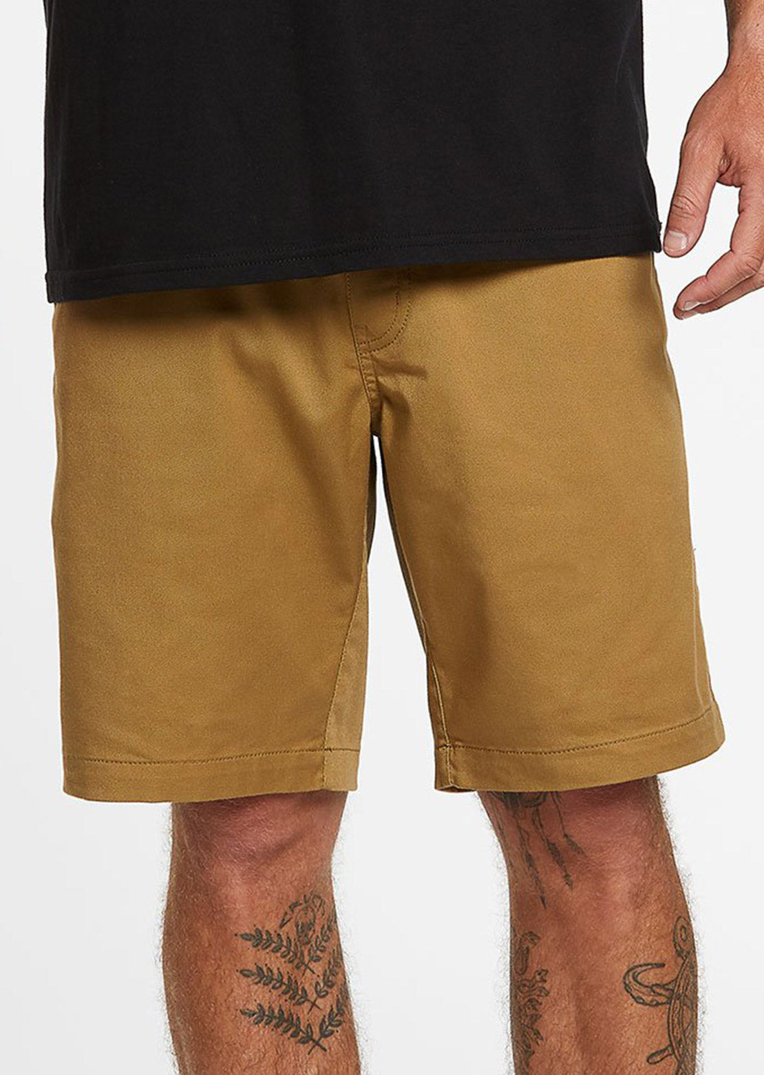 Volcom Men&#39;s Frickin Elastic Waist 19&quot; Shorts Dark Khaki