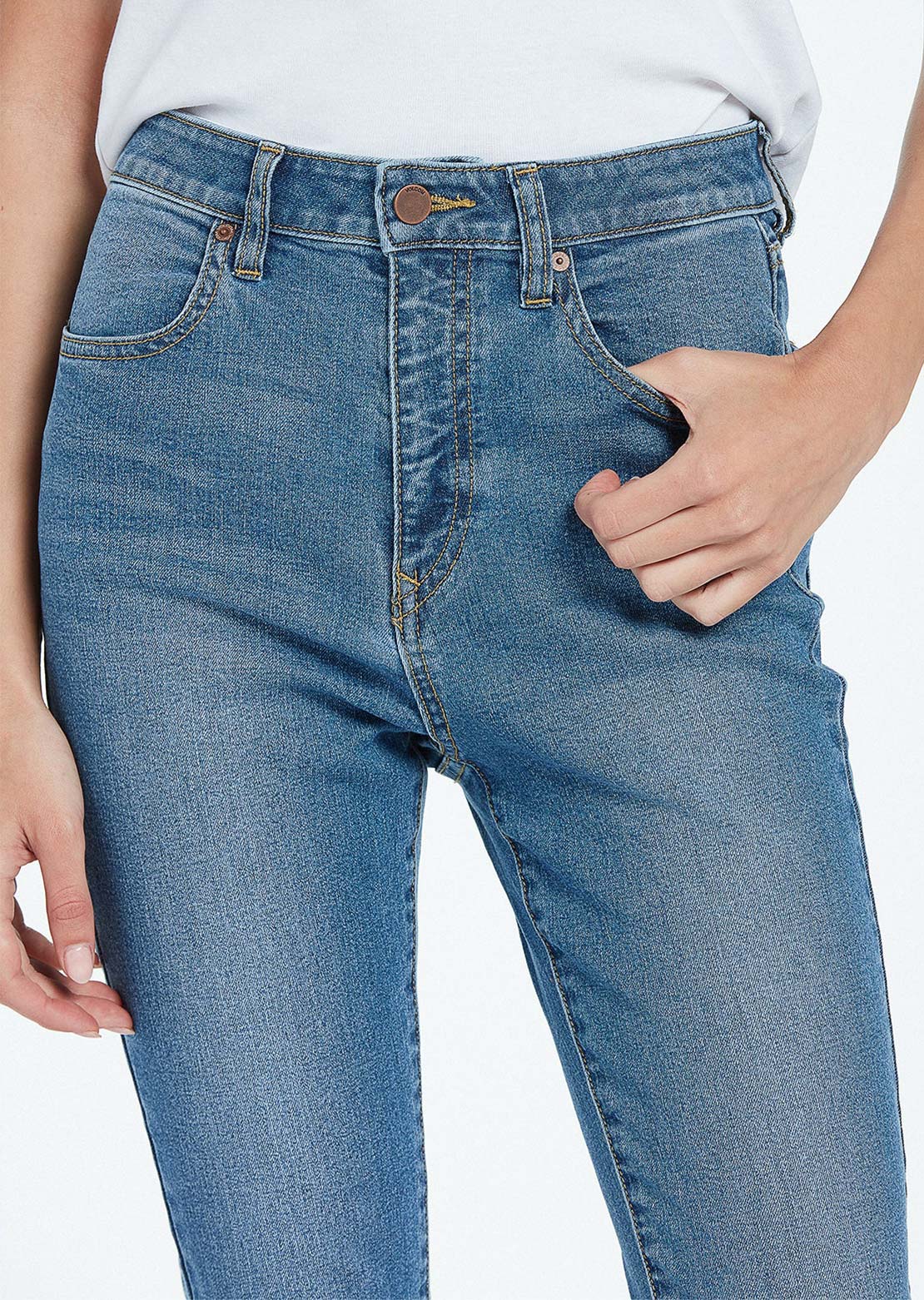 Volcom Women&#39;s Liberator High Rise Jeans Jasper Blue