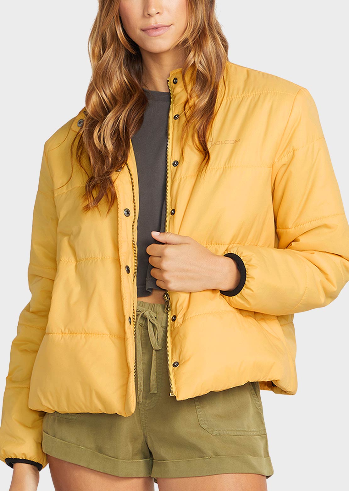 Volcom Women's Not Enuff Puff Jacket Dust Gold
