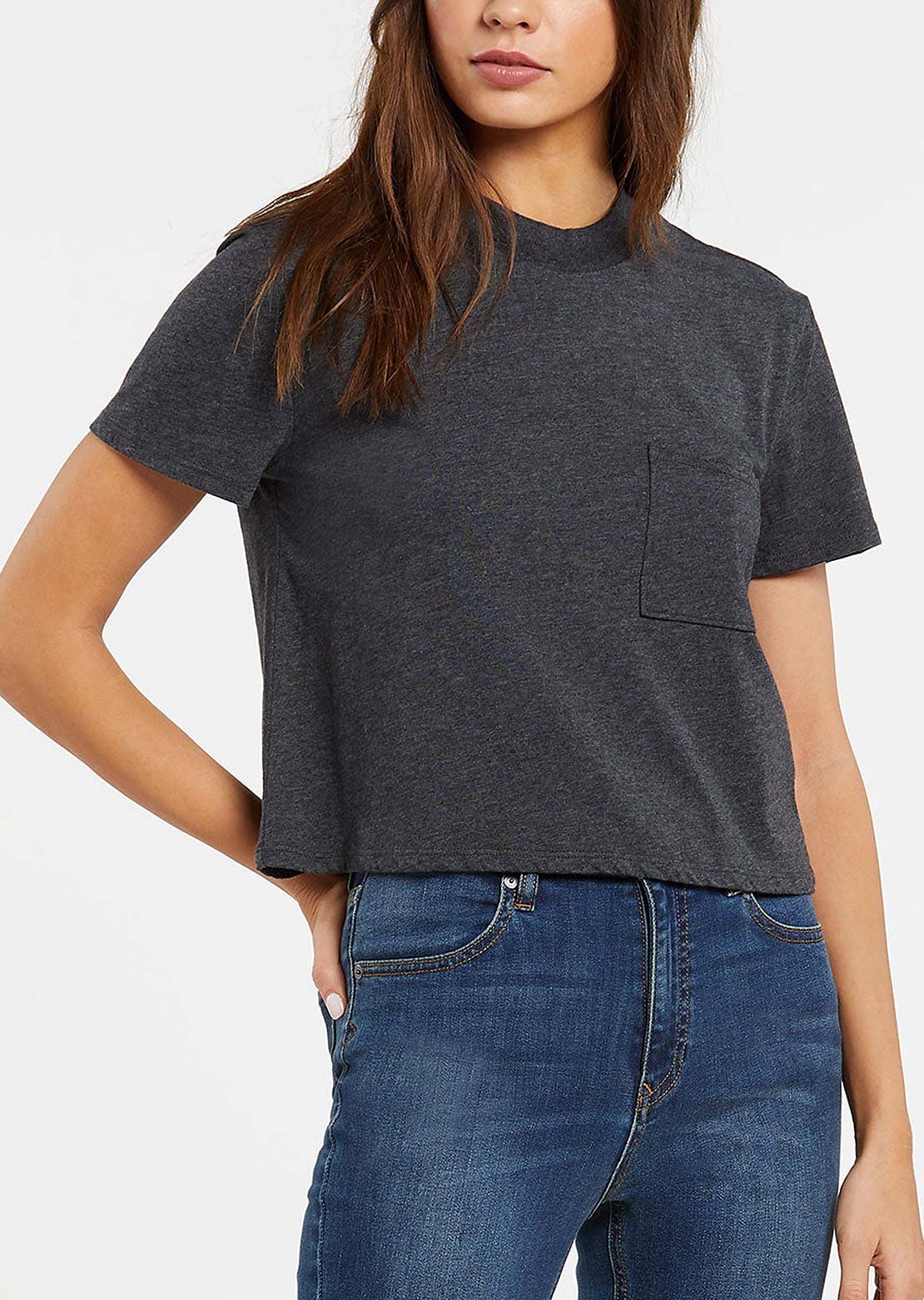 Volcom Women&#39;s Pocket Stone T-Shirt Heather Black