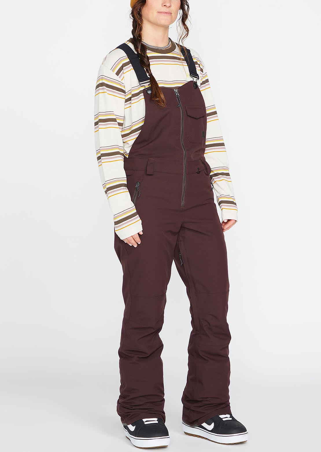 Volcom Women&#39;s Swift Bib Overall Black Plum