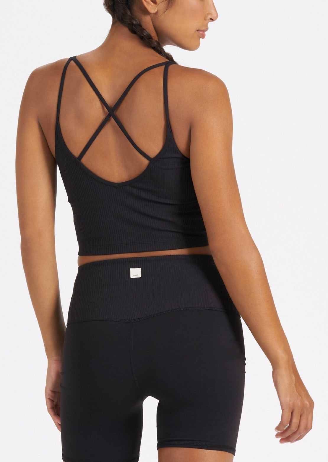 Vuori Women&#39;s Rib Crop Tank Top Black VW189