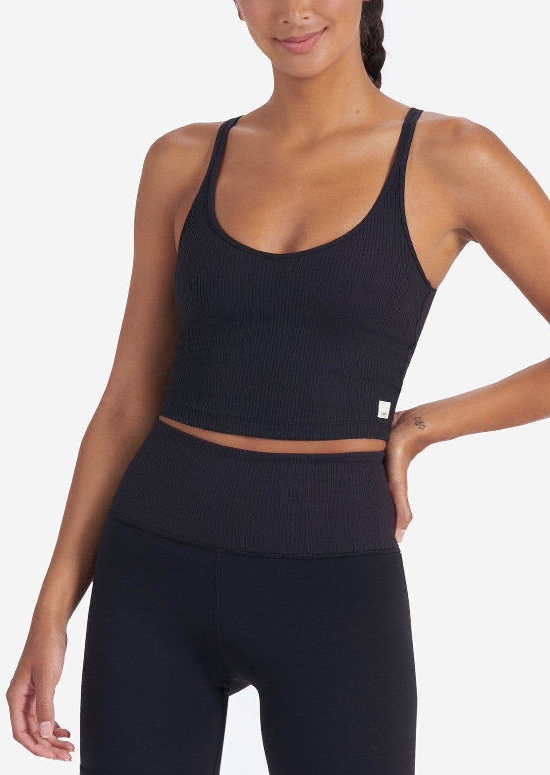 Vuori Women&#39;s Rib Crop Tank Top Black VW189