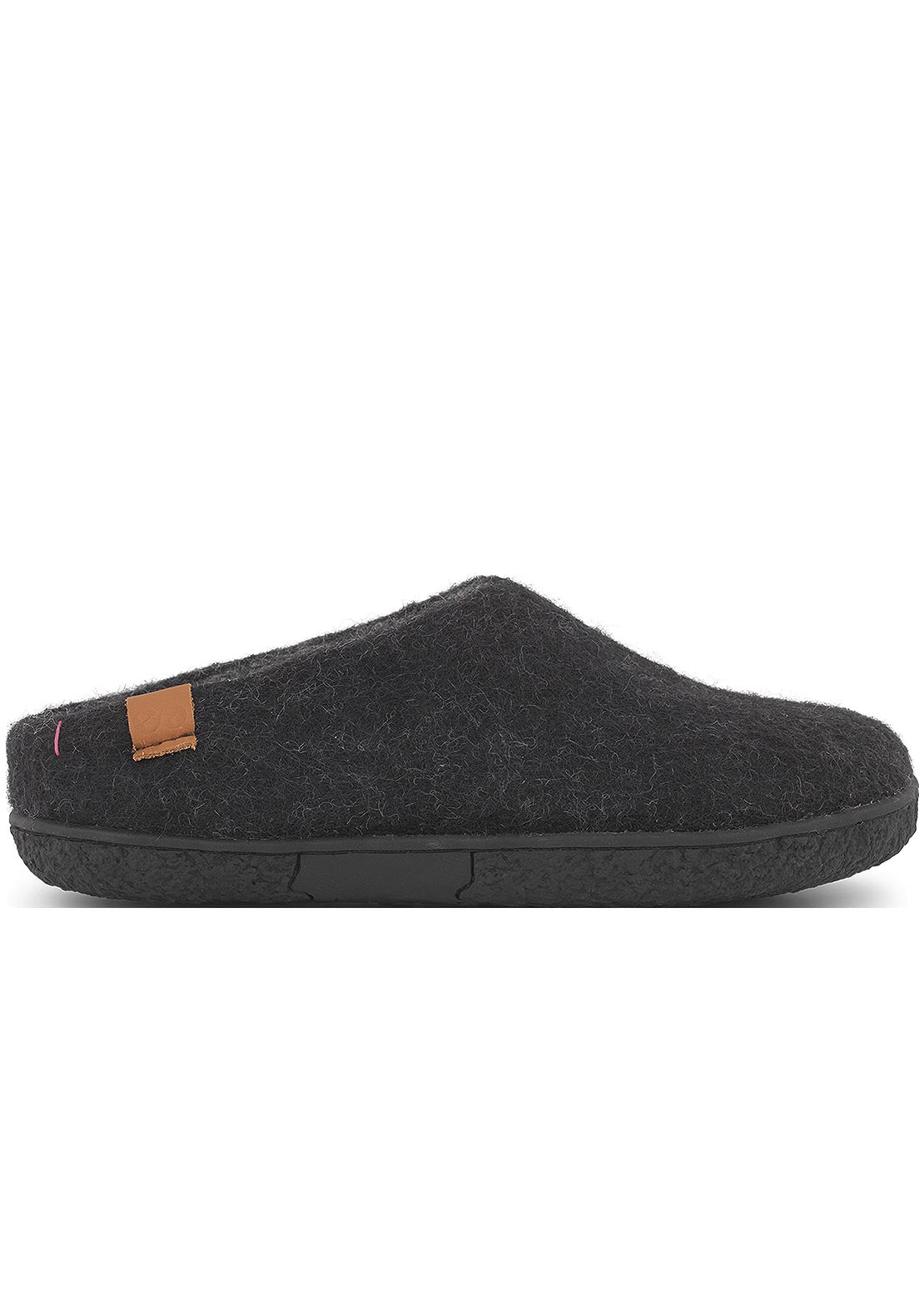 Wool Unisex Tibet Rubber Sole Open Heel Slippers Black
